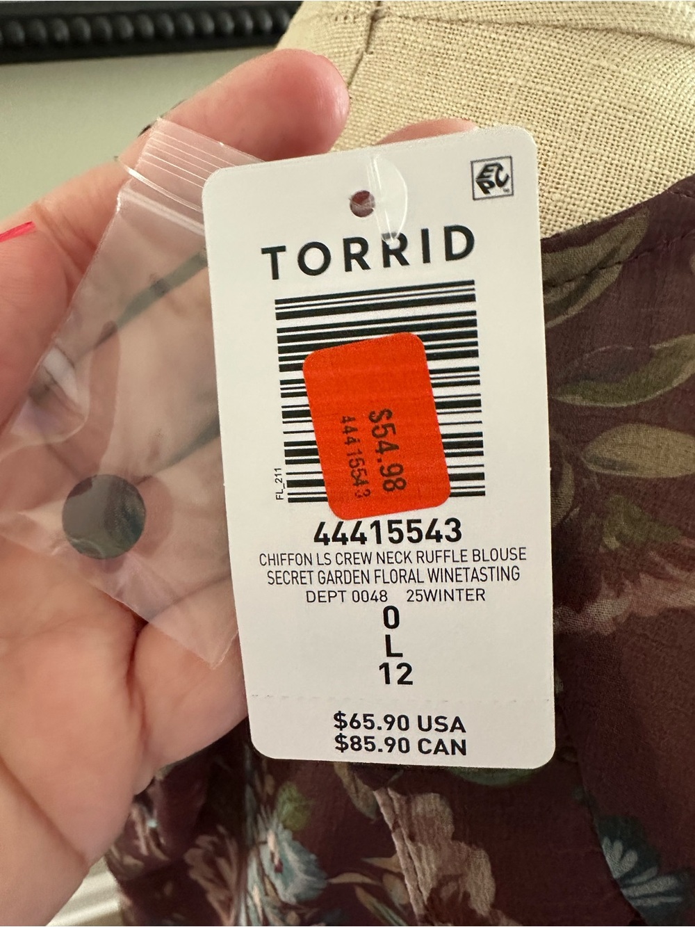 (NWT) TORRID Burgundy Floral Bell Sleeve Blouse with Flutter Detail -OX - Picture 8 of 11